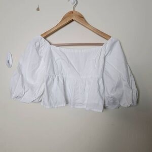 Faithfull the Brand NWT Quincy cropped white cotton-poplin top XS